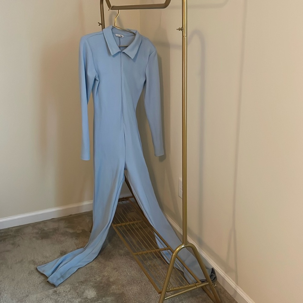 Fashion Nova XL flare bodysuit baby blue